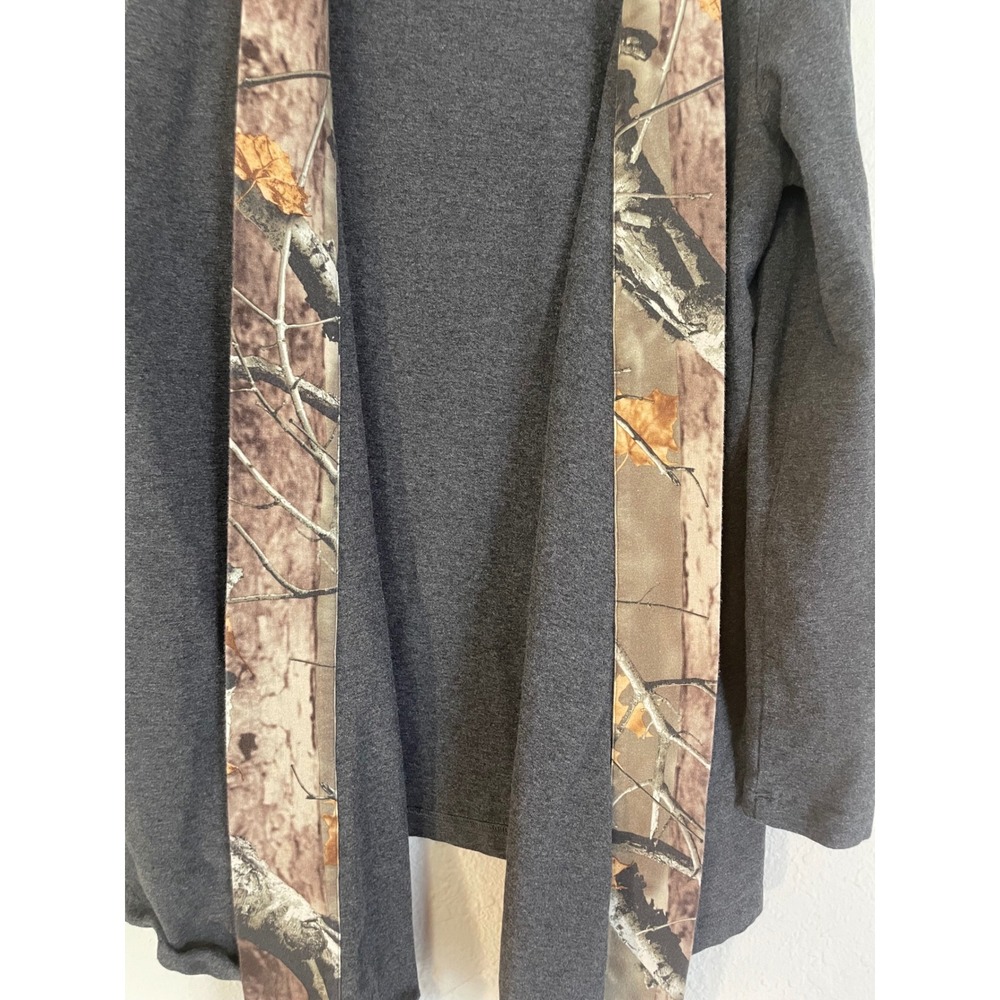 Legendary Whitetails Womens Gray Camo Trim Open Front Cardigan Sweater Medium - Picture 3 of 7